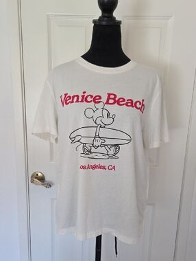 H&M White Venice Beach Graphic Tee with Red Print